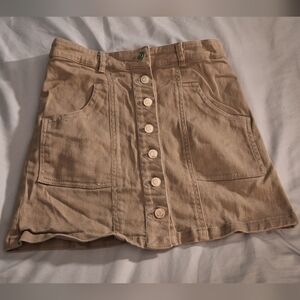 Altar'd State Taupe Textured Fabric Skirt